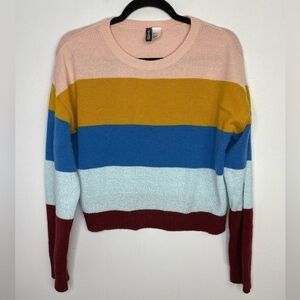 H&M colorful stripes boxy stripes sweater